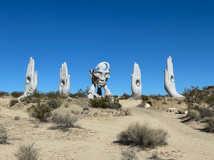 Transmission sculpture near Joshua Tree National Park